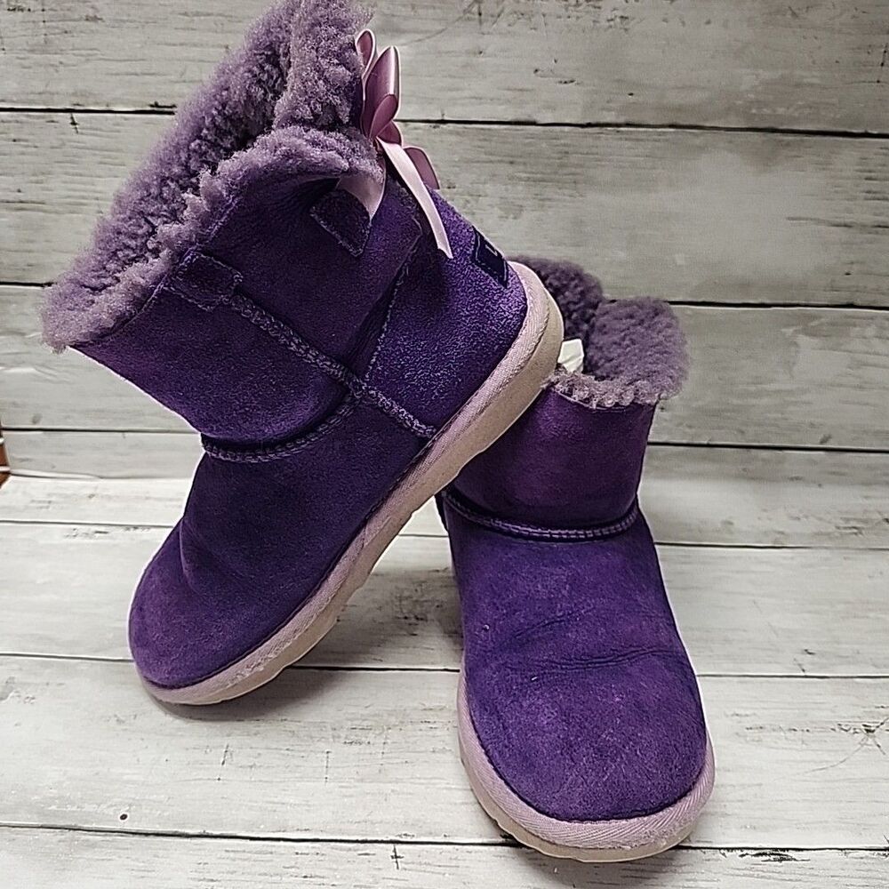 UGG Boot  Kids MINI BAILEY BOW II Violet Bloom Size 3 Purple - Picture 4 of 11